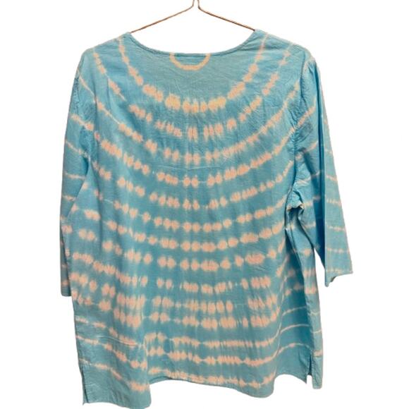Catherine's Sky Blue & White Tie Dye Embroidered Top (Size 2X) - Picture 7 of 7